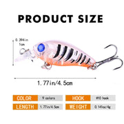 9 Pcs Fishing Lures Crank Baits for Bass, Trout, Salmon, Steelhead,  Walleye, Pike, Perch, Panfish, Carp and Crappie - 1.77in/0.141oz