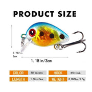 10 Pcs Fishing Lures Crank Baits for Bass, Trout, Salmon, Steelhead,  Walleye, Pike, Perch, Panfish, Carp and Crappie - 1.18in/0.0529oz