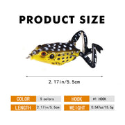 5 Pcs Fishing Lures Frog Baits For Bass, Muskellunge, Snakehead, Catfish, Trout, Salmon, Northern Pike - 2.17in/0.547oz