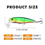 5 Pcs Fishing lures Minnow Flushing Lure for Bass, Trout, Pike, Stripers, Crappies, Catfish, Walleyes, White Bass, Rock Bass, and Pickerel - 3.46in/0.325oz