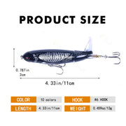 5 Pcs Fishing lures Topwater Ploppers for Trout, Largemouth bass, Redfish, Snook and Bluegill - 4.33in/0.459oz