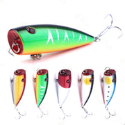 5 Pcs Fishing Lures Popper Baits For Bass, Pike, Pickerel, Panfish, Trout, Bluegill, Snook, Redfish, Striped Bass, Tarpon, Tuna, Mahi-mahi, and Kingfish - 2.76in/0.317oz