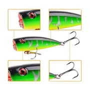 5 Pcs Fishing Lures Popper Baits For Bass, Pike, Pickerel, Panfish, Trout, Bluegill, Snook, Redfish, Striped Bass, Tarpon, Tuna, Mahi-mahi, and Kingfish - 2.76in/0.317oz