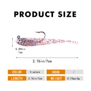 5 Pcs Fishing Lures Soft Baits For Bass，Crappie, Panfish, Catfish, Snook, Redfish and Sea trout - 2.76in/0.176oz