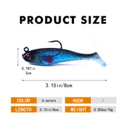 6 Pcs Fishing Lures Soft Baits For Bass，Crappie, Panfish, Catfish, Snook, Redfish and Sea trout - 3.15in/0.353oz